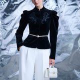 Жакет из бархата с вышивкой Купава