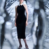 Платье из бархата Голубка