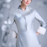 Платье с меховыми манжетами Княжна