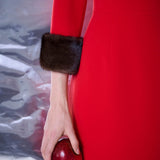 Платье с меховыми манжетами Жар-птица