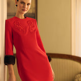 Платье мини с меховыми манжетами Жар-птица