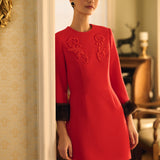 Платье мини с меховыми манжетами Жар-птица