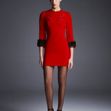 Платье мини с меховыми манжетами Жар-птица