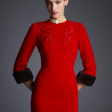 Платье мини с меховыми манжетами Жар-птица