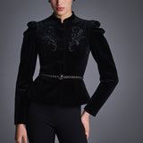 Жакет из бархата с вышивкой Купава