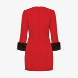 Платье мини с меховыми манжетами Жар-птица