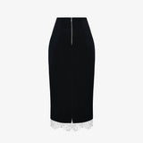 Юбка из бархата с кружевом Голубка