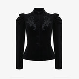 Жакет из бархата с вышивкой Купава