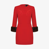 Платье мини с меховыми манжетами Жар-птица