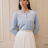 Кардиган из шелка и хлопка с вышивкой